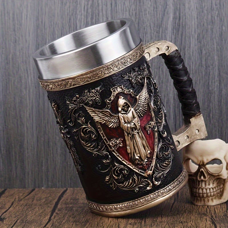 WorldNorse Tasse mit totem Skelett und Sensenmann
