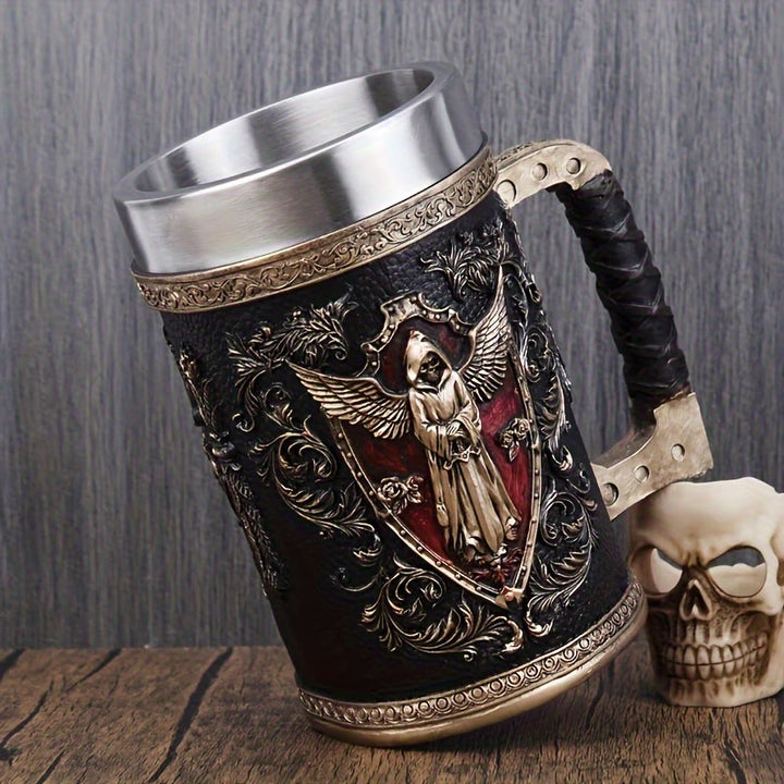 WorldNorse Tasse mit totem Skelett und Sensenmann