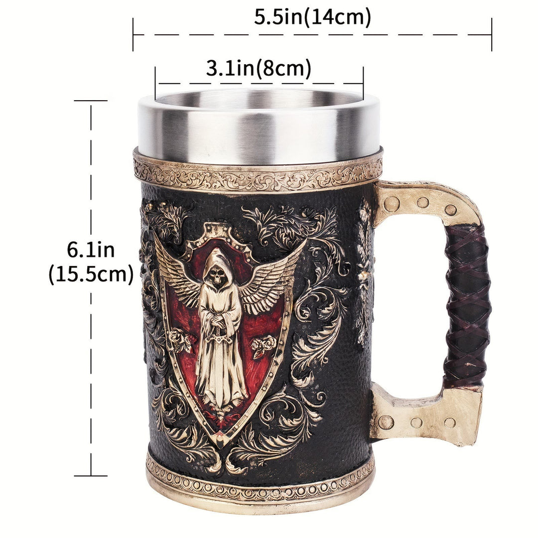 WorldNorse Tasse mit totem Skelett und Sensenmann