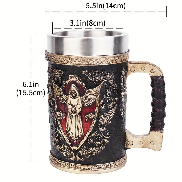 WorldNorse Tasse mit totem Skelett und Sensenmann