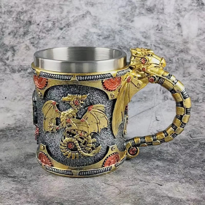 WorldNorse Steampunk Drachenstatue Tasse