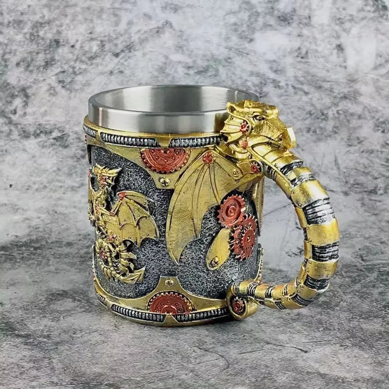 WorldNorse Steampunk Drachenstatue Tasse