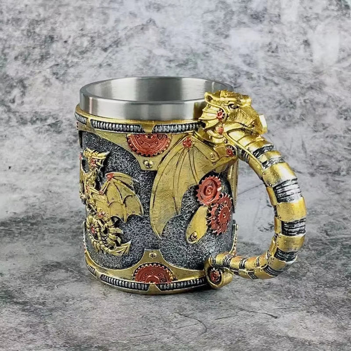 WorldNorse Steampunk Drachenstatue Tasse