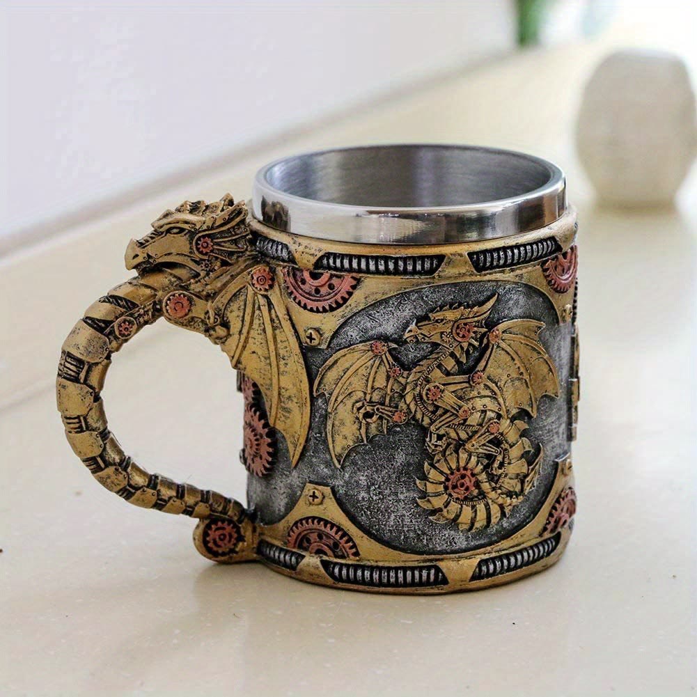 WorldNorse Steampunk Drachenstatue Tasse
