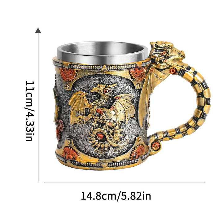 WorldNorse Steampunk Drachenstatue Tasse