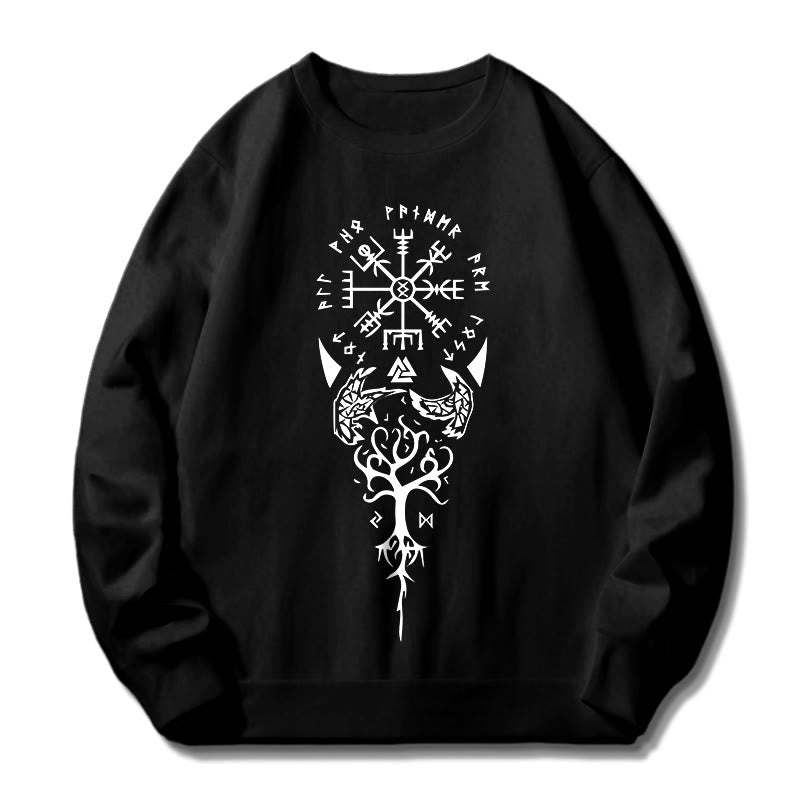 WorldNorse Vegvisir Yggdrasil Raven -Sweatshirt