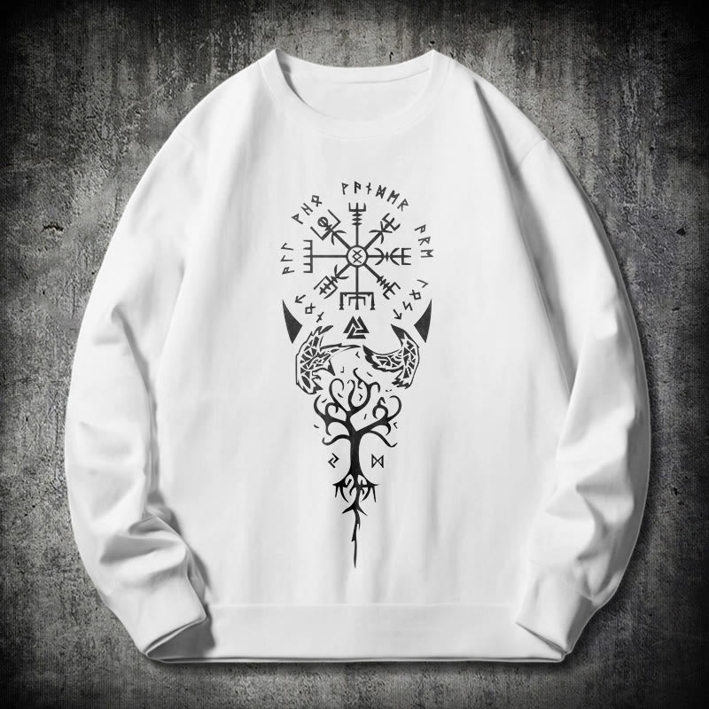 WorldNorse Vegvisir Yggdrasil Raven -Sweatshirt