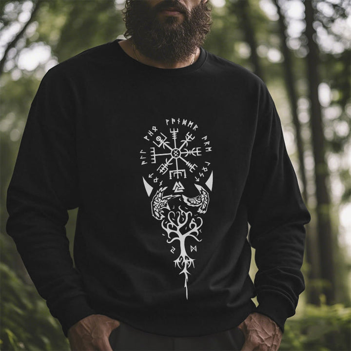 WorldNorse Vegvisir Yggdrasil Raven -Sweatshirt