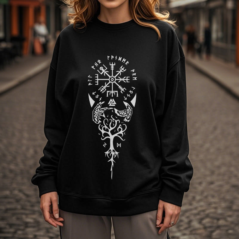 WorldNorse Vegvisir Yggdrasil Raven -Sweatshirt
