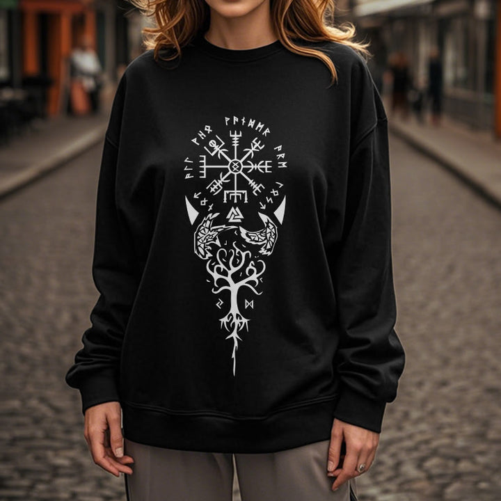 WorldNorse Vegvisir Yggdrasil Raven -Sweatshirt
