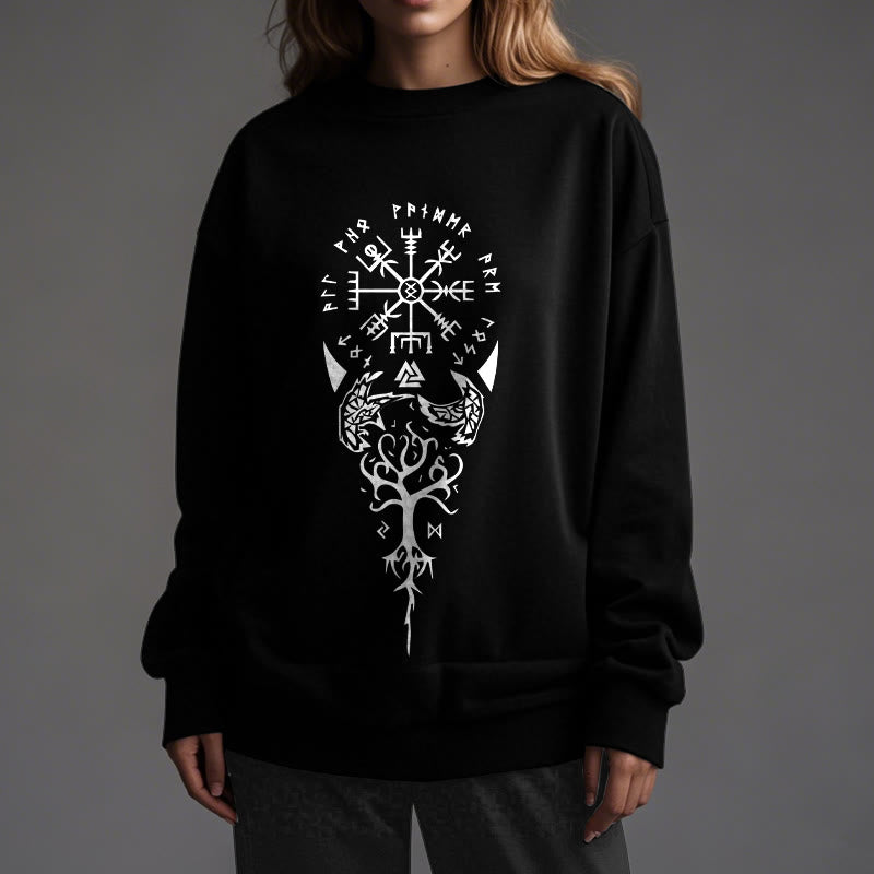 WorldNorse Vegvisir Yggdrasil Raven -Sweatshirt