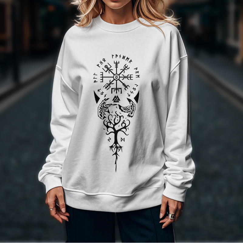 WorldNorse Vegvisir Yggdrasil Raven -Sweatshirt