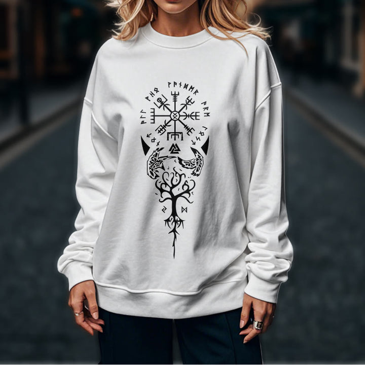 WorldNorse Vegvisir Yggdrasil Raven -Sweatshirt