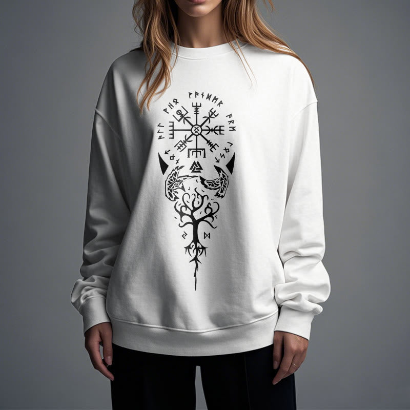 WorldNorse Vegvisir Yggdrasil Raven -Sweatshirt
