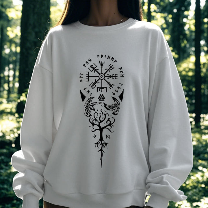 WorldNorse Vegvisir Yggdrasil Raven -Sweatshirt
