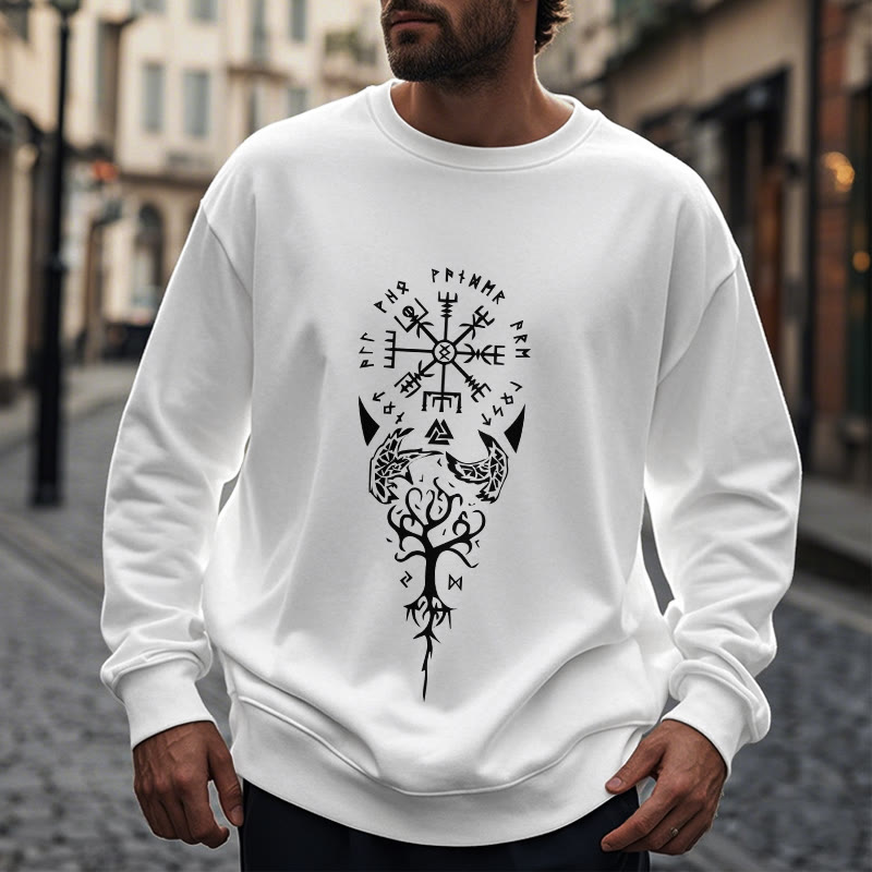 WorldNorse Vegvisir Yggdrasil Raven -Sweatshirt