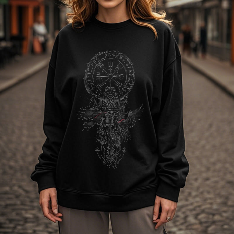 WorldNorse Wikinger Vegvisir Valknut Totem Sweatshirt