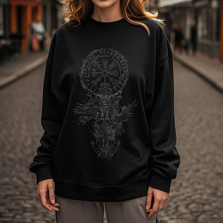 WorldNorse Wikinger Vegvisir Valknut Totem Sweatshirt