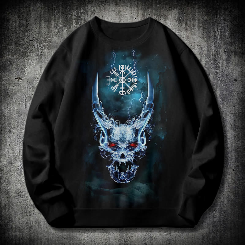 WorldNorse Wikinger Totenkopf Blitzkrieger Vegvisir Sweatshirt