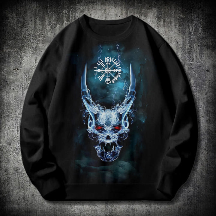 WorldNorse Wikinger Totenkopf Blitzkrieger Vegvisir Sweatshirt