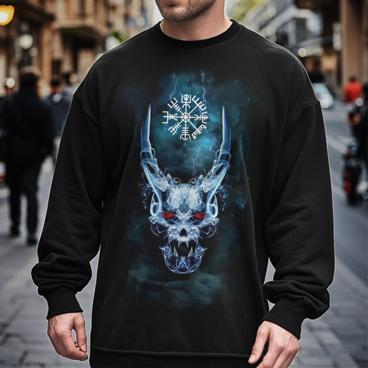 WorldNorse Wikinger Totenkopf Blitzkrieger Vegvisir Sweatshirt