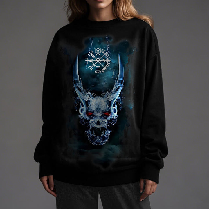 WorldNorse Wikinger Totenkopf Blitzkrieger Vegvisir Sweatshirt
