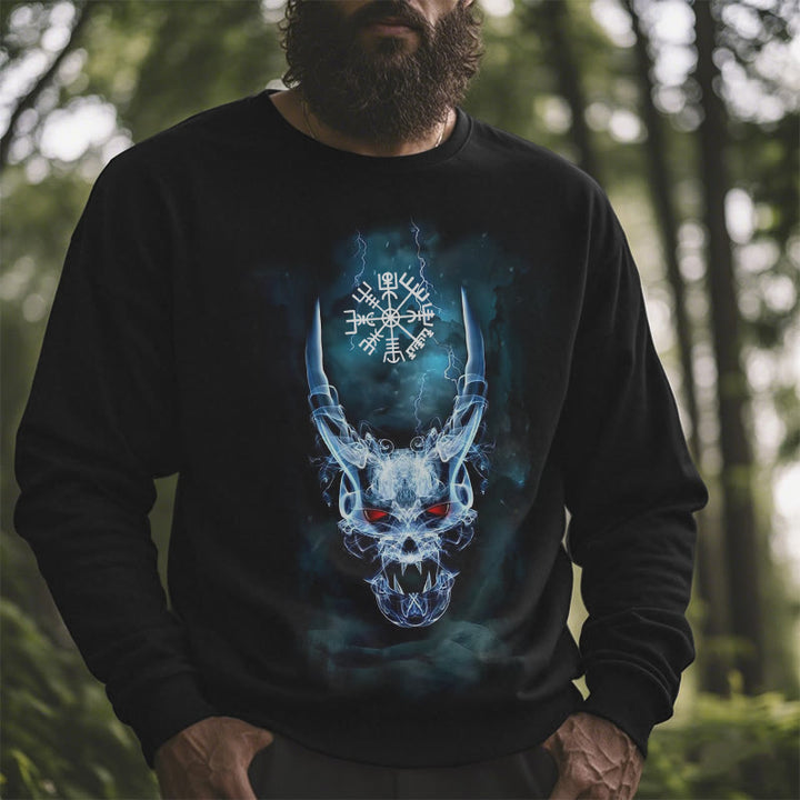 WorldNorse Wikinger Totenkopf Blitzkrieger Vegvisir Sweatshirt