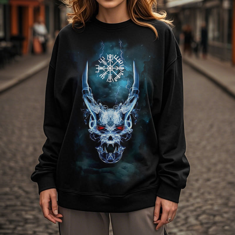WorldNorse Wikinger Totenkopf Blitzkrieger Vegvisir Sweatshirt