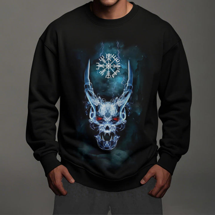 WorldNorse Wikinger Totenkopf Blitzkrieger Vegvisir Sweatshirt