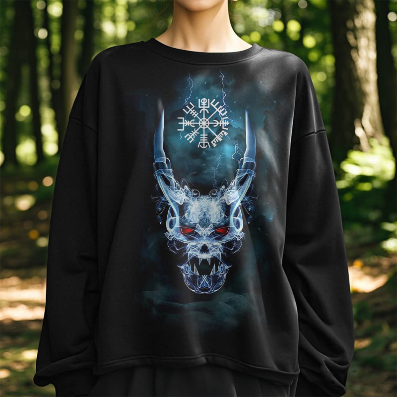 WorldNorse Wikinger Totenkopf Blitzkrieger Vegvisir Sweatshirt