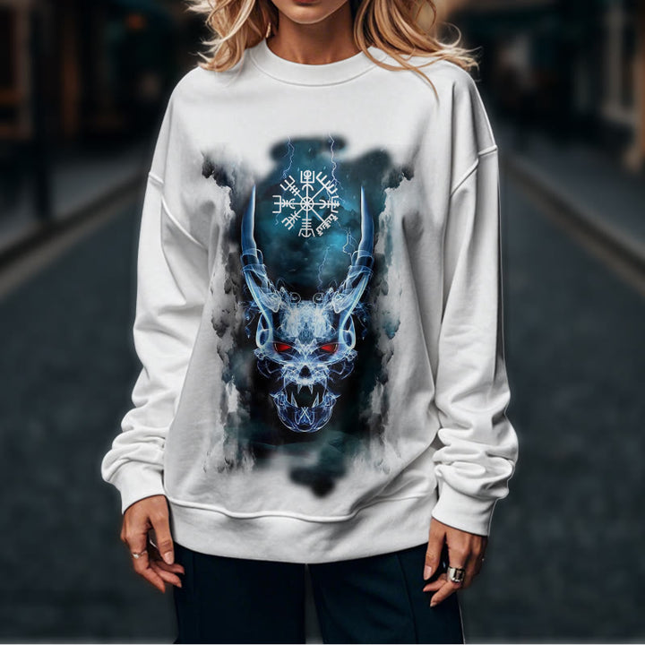 WorldNorse Wikinger Totenkopf Blitzkrieger Vegvisir Sweatshirt
