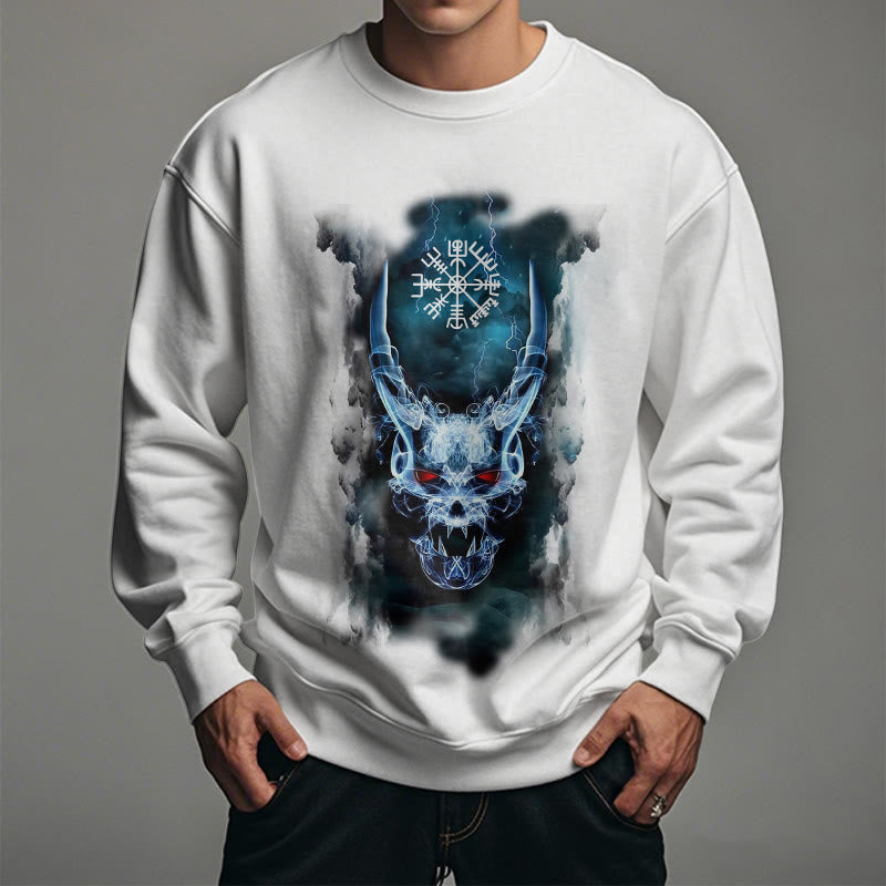 WorldNorse Wikinger Totenkopf Blitzkrieger Vegvisir Sweatshirt