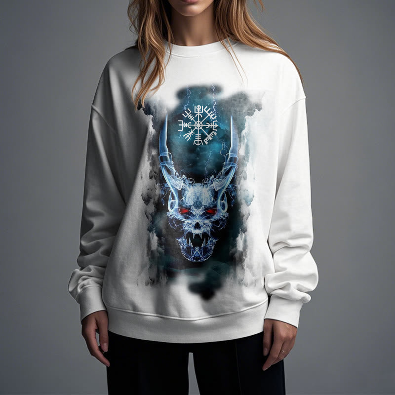 WorldNorse Wikinger Totenkopf Blitzkrieger Vegvisir Sweatshirt