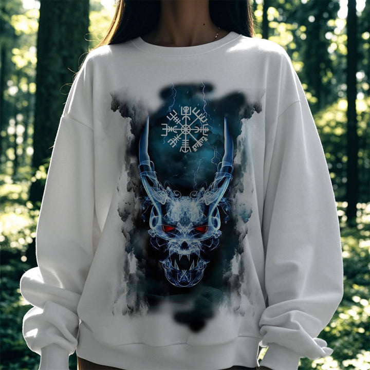 WorldNorse Wikinger Totenkopf Blitzkrieger Vegvisir Sweatshirt