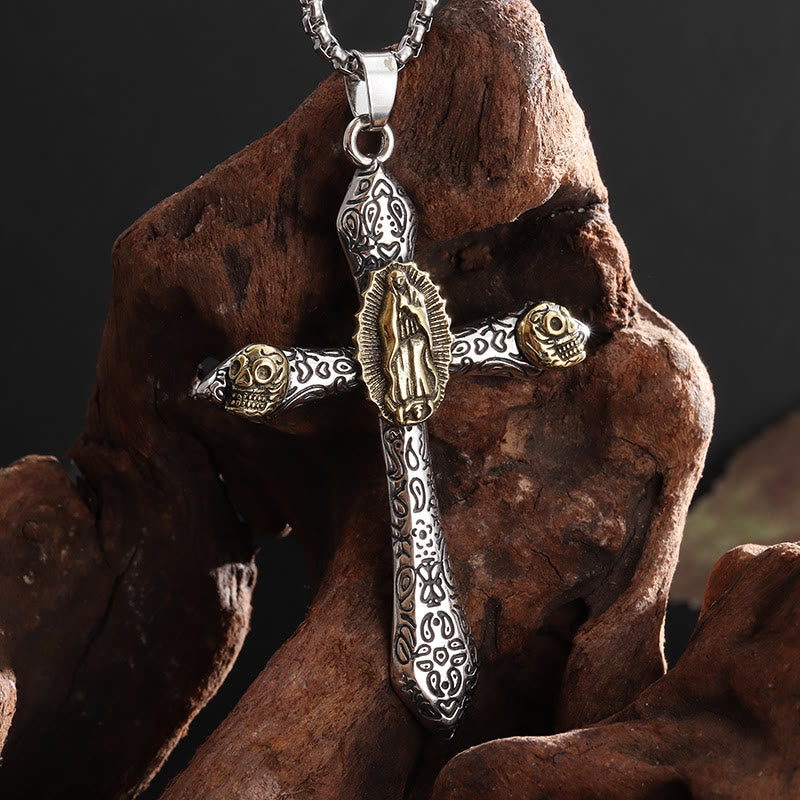 WorldNorse Halskette mit Totenkopf-Kreuz unserer Lieben Frau