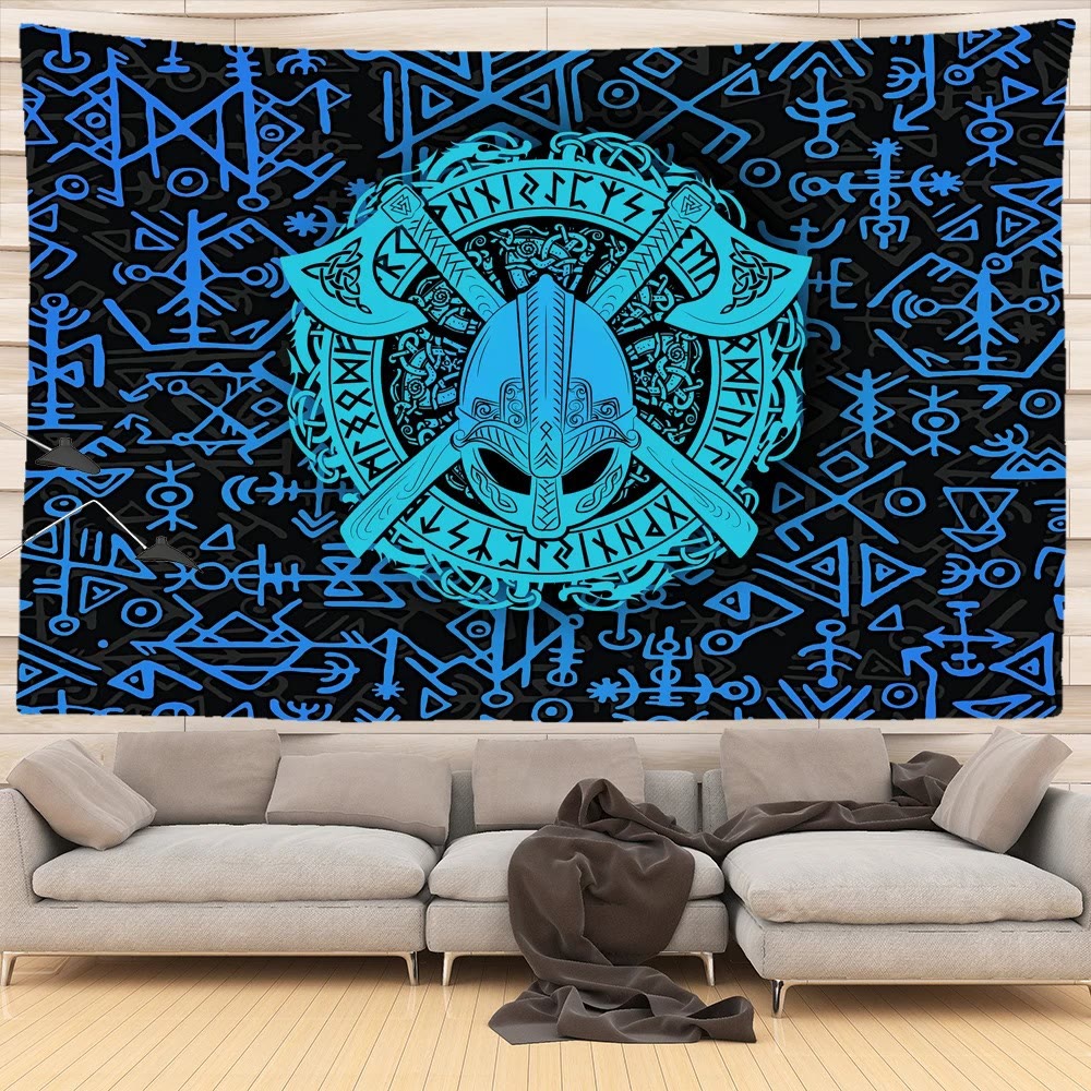 WorldNorse Mjölnir Yggdrasil Vegvisir Wandteppich
