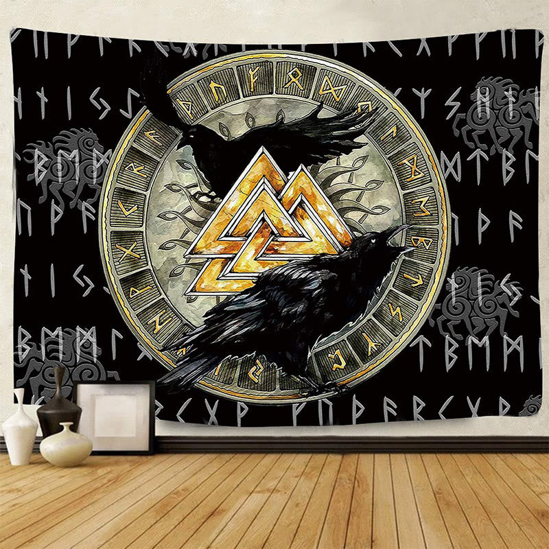WeltNordischer Wikinger Valknut Raven Wandbehang