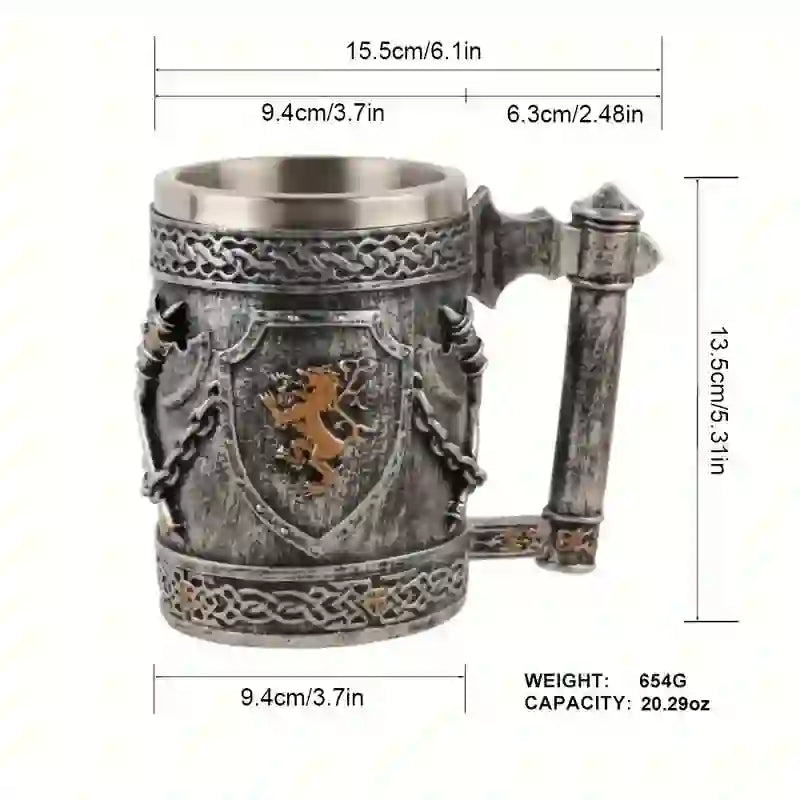 WorldNorse Mittelalter Wikinger Axt Löwe Tasse