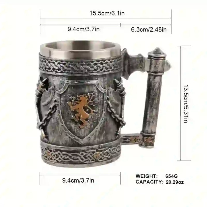 WorldNorse Mittelalter Wikinger Axt Löwe Tasse