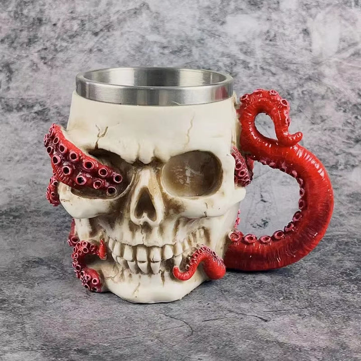 WorldNorse Steampunk Oktopus Totenkopf Tasse / Kelch