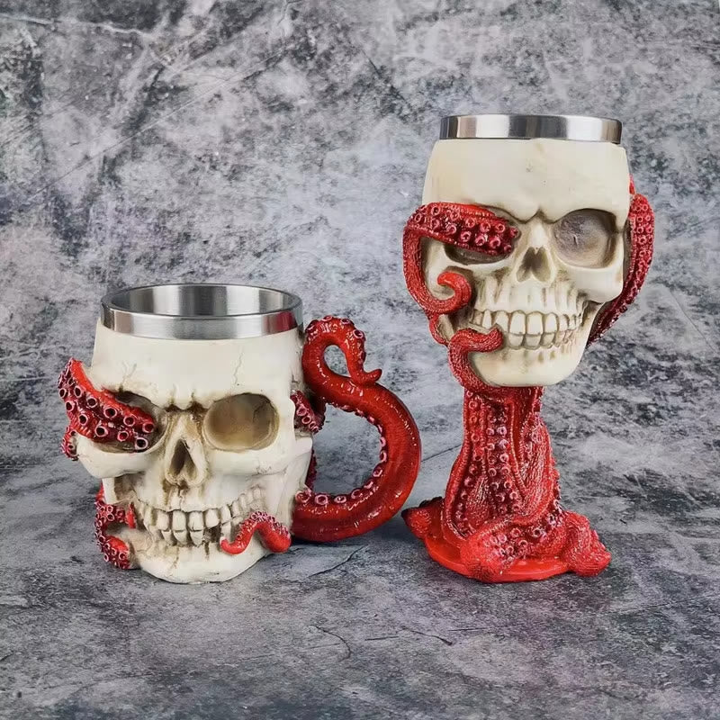 WorldNorse Steampunk Oktopus Totenkopf Tasse / Kelch