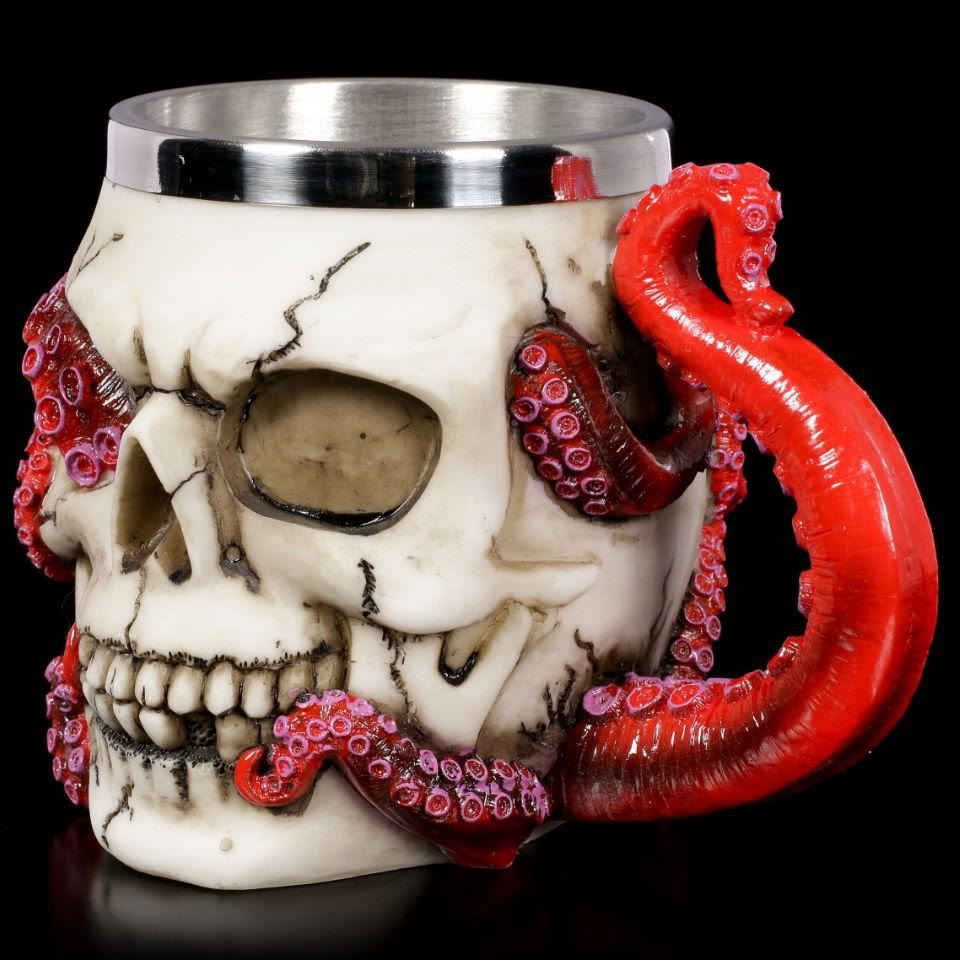WorldNorse Steampunk Oktopus Totenkopf Tasse / Kelch