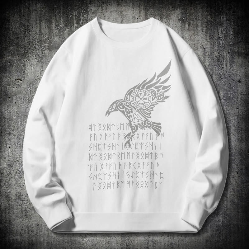 WorldNorse Raven mit Vegvisir Runen Valknut Sweatshirt