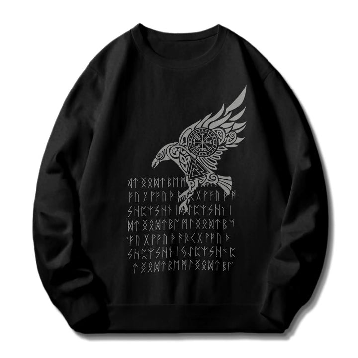 WorldNorse Raven mit Vegvisir Runen Valknut Sweatshirt