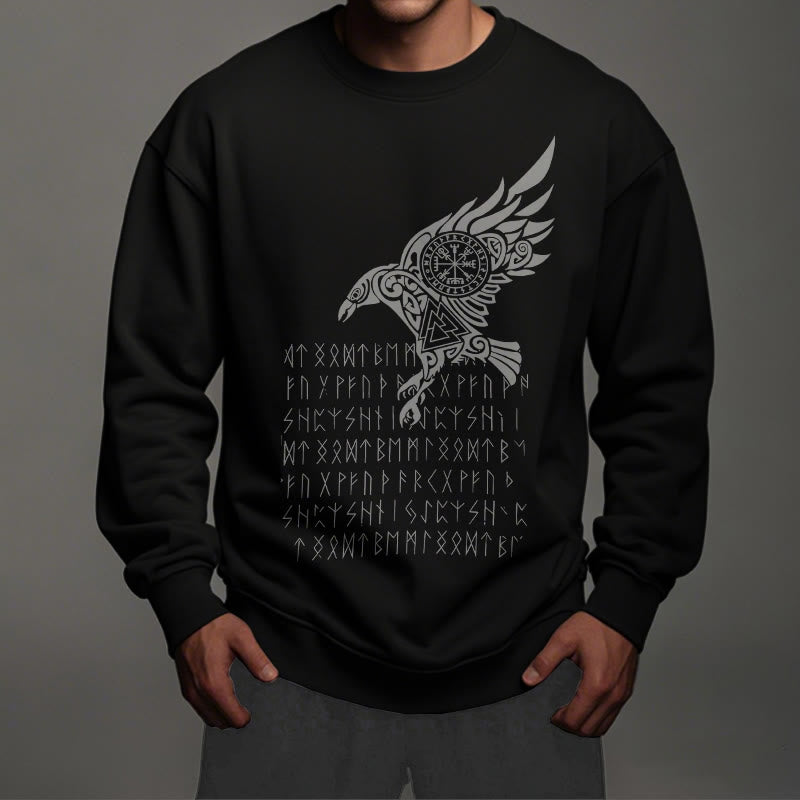 WorldNorse Raven mit Vegvisir Runen Valknut Sweatshirt