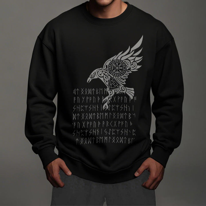 WorldNorse Raven mit Vegvisir Runen Valknut Sweatshirt