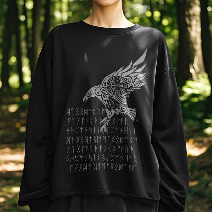 WorldNorse Raven mit Vegvisir Runen Valknut Sweatshirt