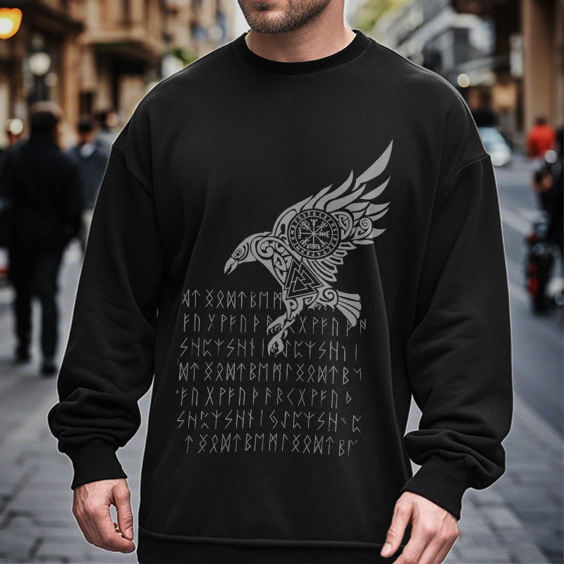 WorldNorse Raven mit Vegvisir Runen Valknut Sweatshirt