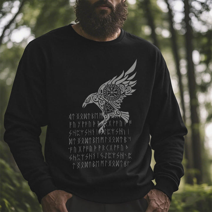 WorldNorse Raven mit Vegvisir Runen Valknut Sweatshirt