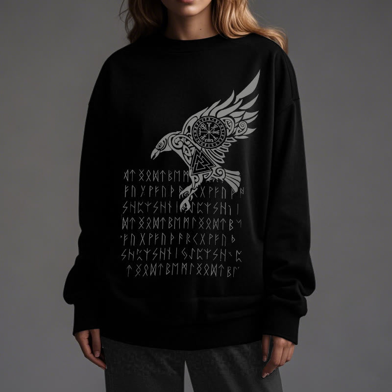 WorldNorse Raven mit Vegvisir Runen Valknut Sweatshirt